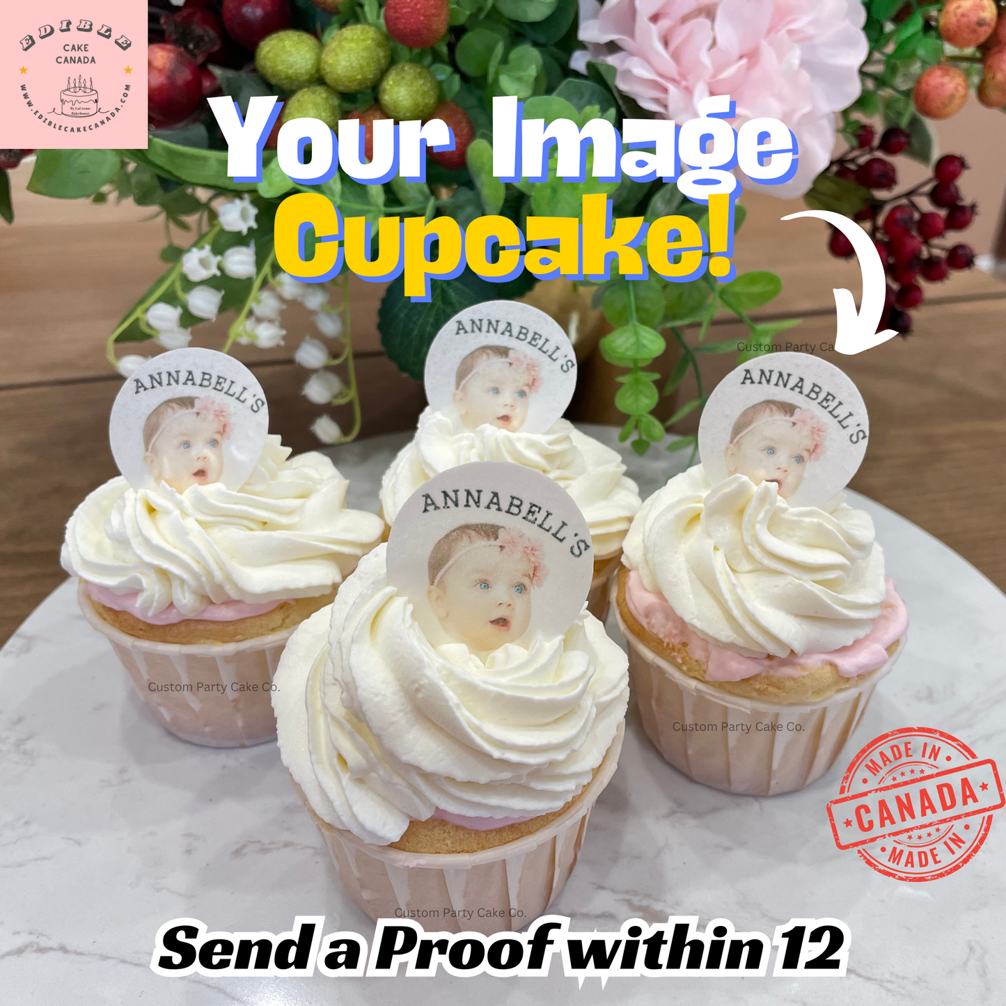 Edible Custom Photo Image Logo Icing Sheet for Cupcake Cookie Biscuit