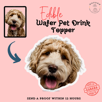 EDIBLE CUSTOM Wafer Drink Topper - Create your Unique Pet Portrait Drink