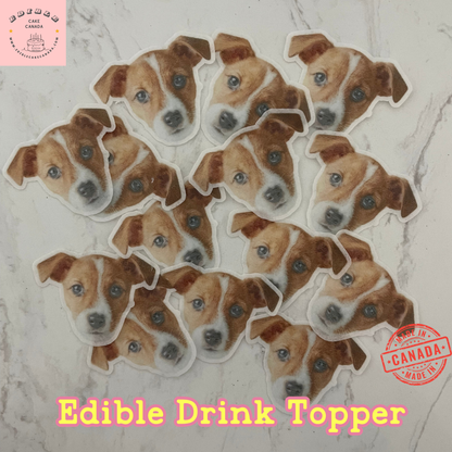 EDIBLE CUSTOM Wafer Drink Topper - Create your Unique Pet Portrait Drink